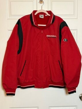 Vintage Red Oak Georgia Bulldogs Red & Black Varsity Bomber Jacket